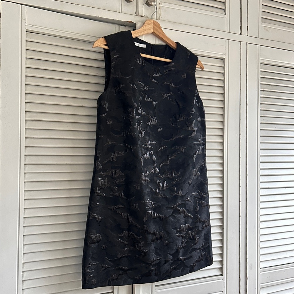 Pollini Jacquard Elegant Black Sleeveless Dress